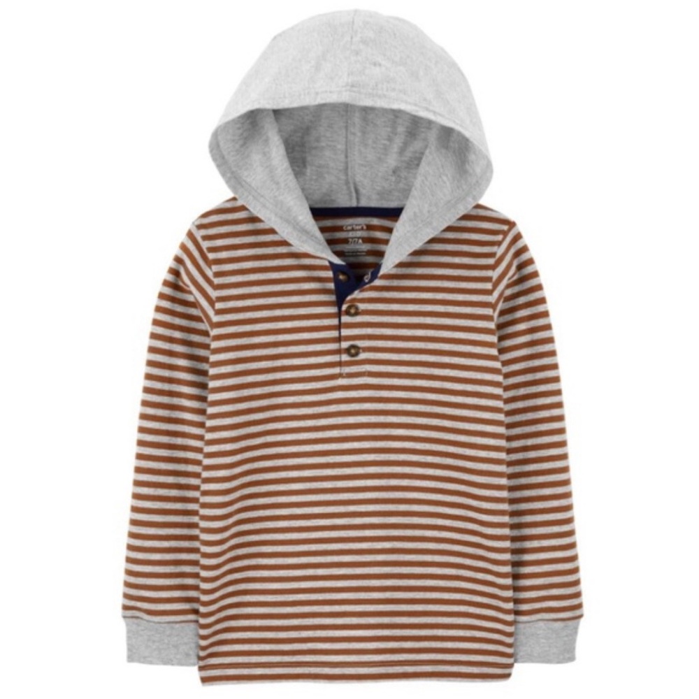 Carter’s Toddler Boy Brown Gray Striped Hoodie | 2T